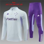 23/24 half zipper Cruzeiro kids white and purple kit 10-18