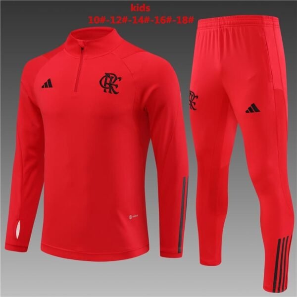 23/24 flamengo short  zipper red kids kit 10-18