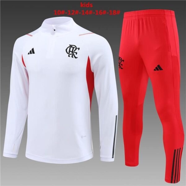 23/24 flamengo short zipper white kids kit 10-18