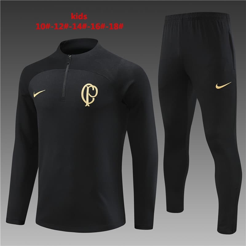 20240723024414-669f18fe8c98a.jpg 23/24 Corinthians short zipper black kids kit 10-18 - Imagem 1