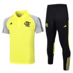 C1089# Flamengo training shirt POLO yellow half zipper S-XXL