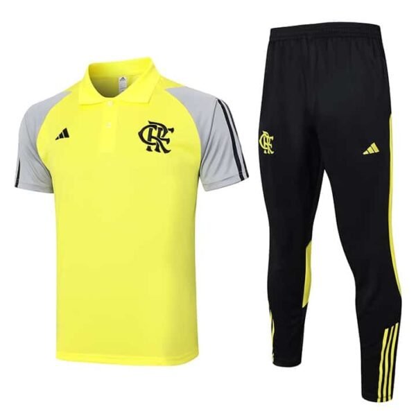 C1089# Flamengo training shirt POLO yellow half zipper S-XXL