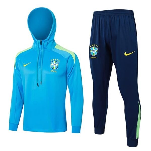 F567# 24/25 Brazil half zipper blue with cap S-2XL