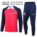 23/24 Atletico Madrid red half zipper taining suit  kid kit 10-18