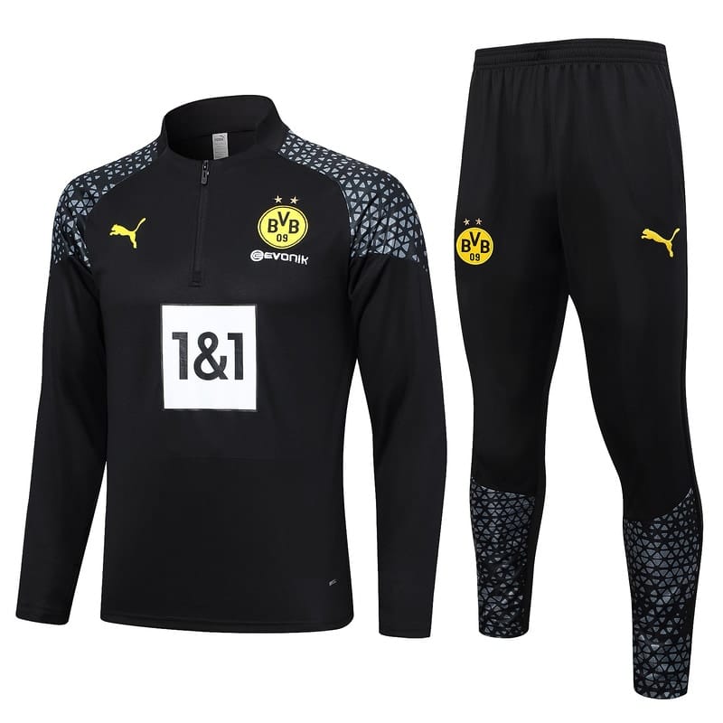 20240722232328-669ee9f09ff29.jpg B695# 23/24 half zipper Dortmund black kit S-XXL - Imagem 1