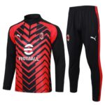 B713# 23/24 Half zipper AC milan black and red  kit S-XXL