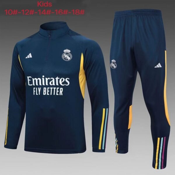 E692 23/24 half zipper Real Madrid  kids deep blue kit 10-18