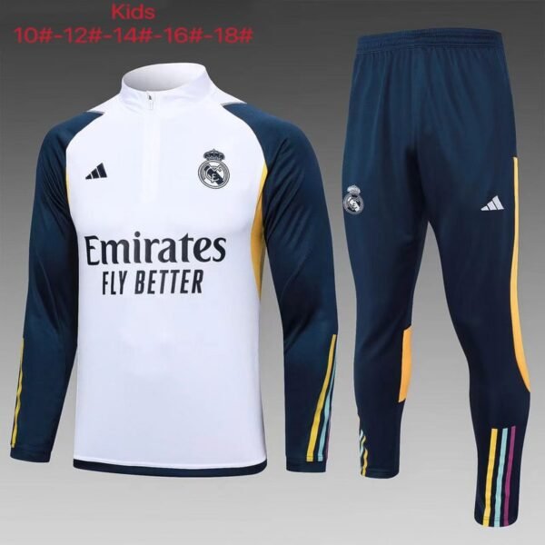 E693 23/24 half zipper Real Madrid kids deep blue kit 10-18