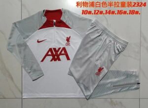 E701 23/24 half zipper liverpool  kids white and grey kid kit 10-18