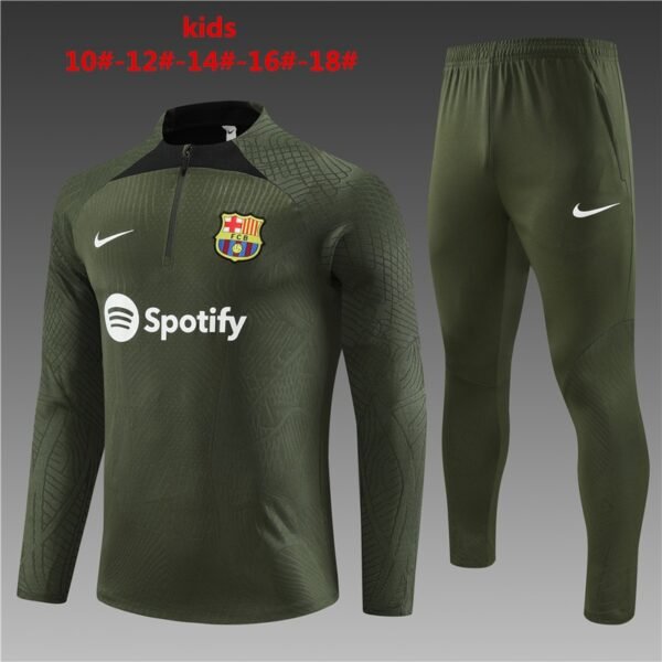 23/24 half zipper Barcelona player kids green kit S-XXL