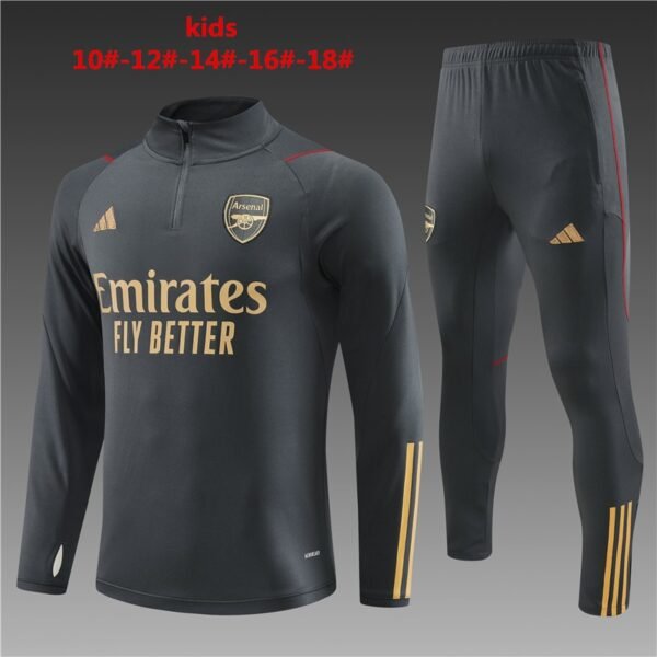 23/24 Arsenal short zipper deep gray kids kit 10-18