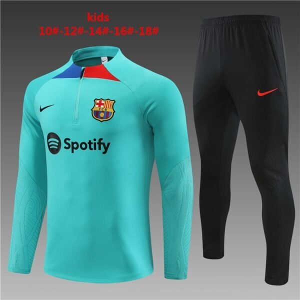 23/24 Barcelona short zipper lake blue kids kit 10-18