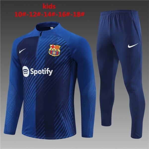 23/24 Barcelona short zipper sky blue  camouflage kids kit 10-18