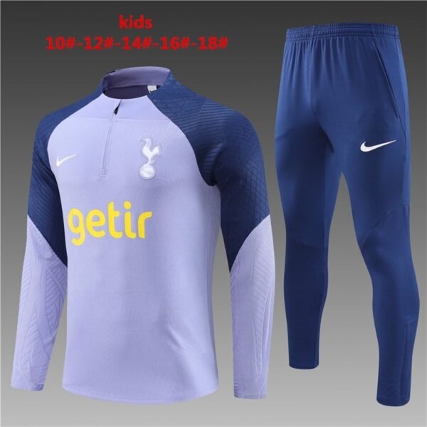 23/24 Tottenham Hotspur player short zipper purple kids kit 10-18