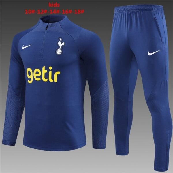 E754 23/24 Tottenham Hotspur short zipper blue kids kit 10-18