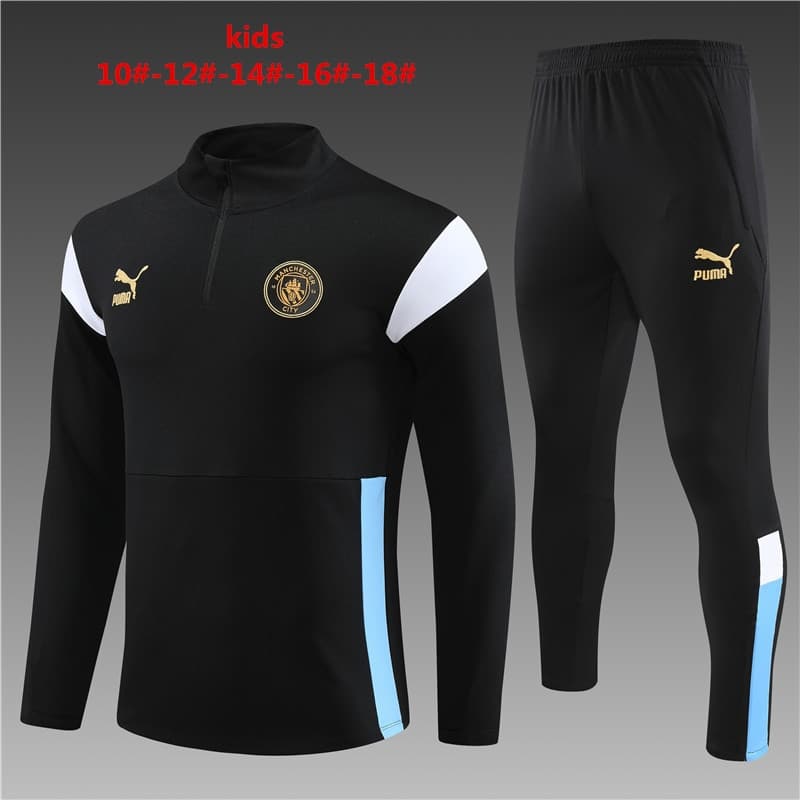 20240723024959-669f1a57e1545.jpg 23/24 Manchester city short zipper black kids kits 10-18 - Imagem 1