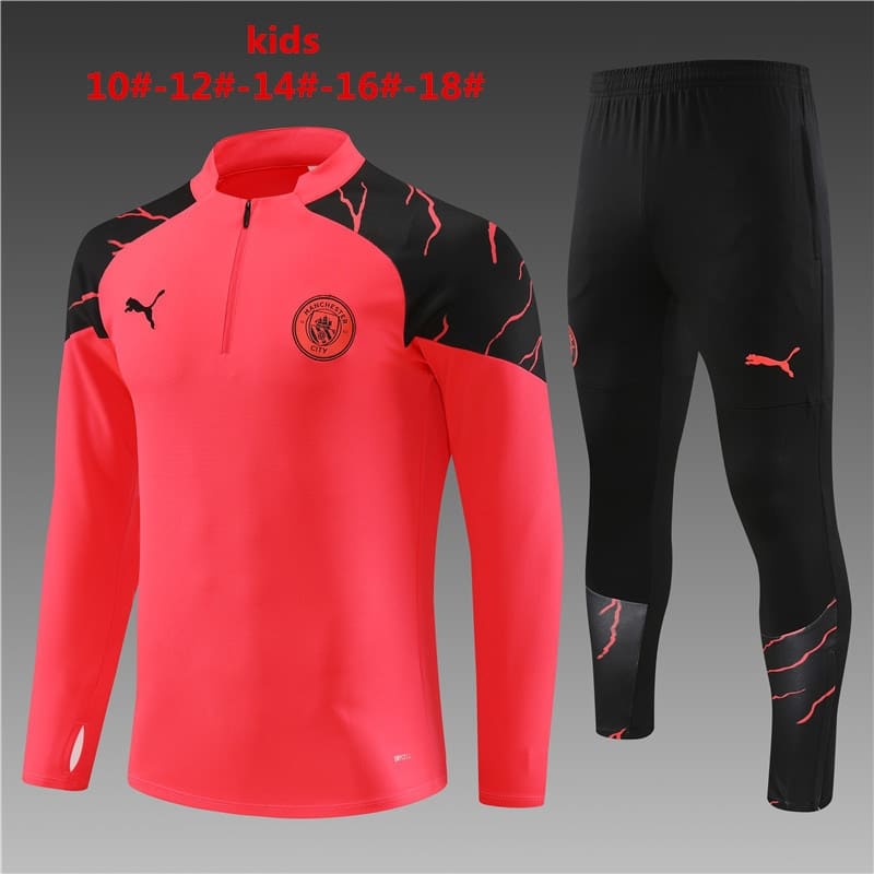 20240723025010-669f1a624aa47.jpg 23/24 Manchester city short zipper red kids kits 10-18 - Imagem 1
