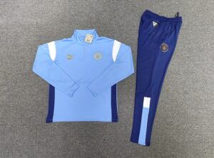 23/24 Manchester city short zipper light blue with black kids kits10-18 - Imagem 2