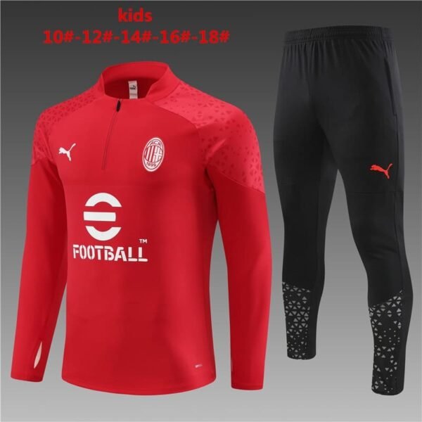 E709 23/24 AC Milan short zipper red kids kit 10-18