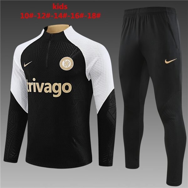 23/24 Chelsea short zipper player  black kids kits 10-18