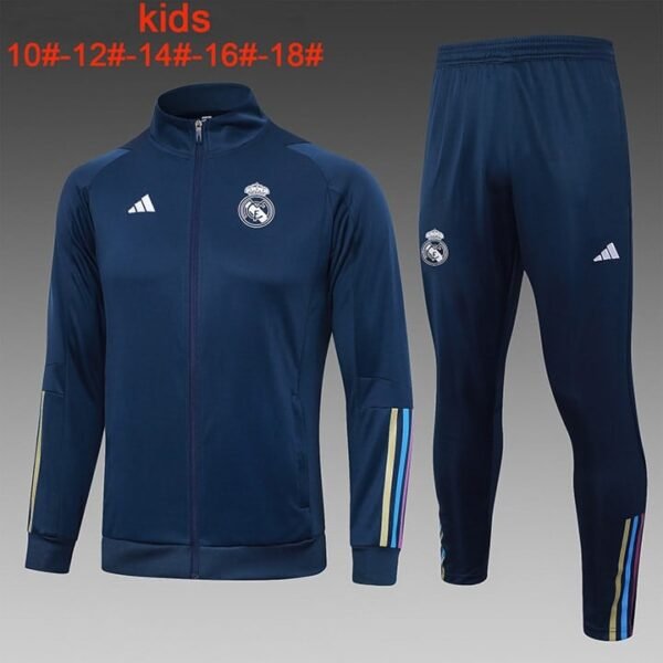 E726 23/24 Real madrid long zipper deep blue KID KIT 10-18