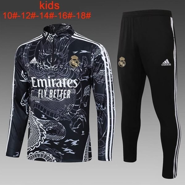 E734 23/24 Real Madrid short zipper Chinese dragon kids kit 10-18