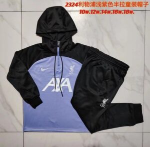 E738 23/24 liverpool half zipper light purple and black with cap S-XXL