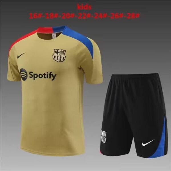 23/24 Barcelona blue kids size mud yellow 16-28 shorts with pockets