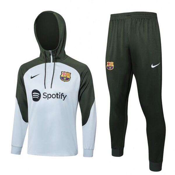 F496 23/24 Barcelona half  zipper light grey with deep green cap kit S-XXL