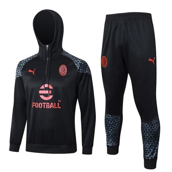 F518 23/24 AC milan half zipper black with cap kit S-XXL