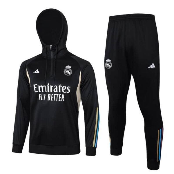 F510 23/24 Real Madrid half zipper black with cap kit S-XXL