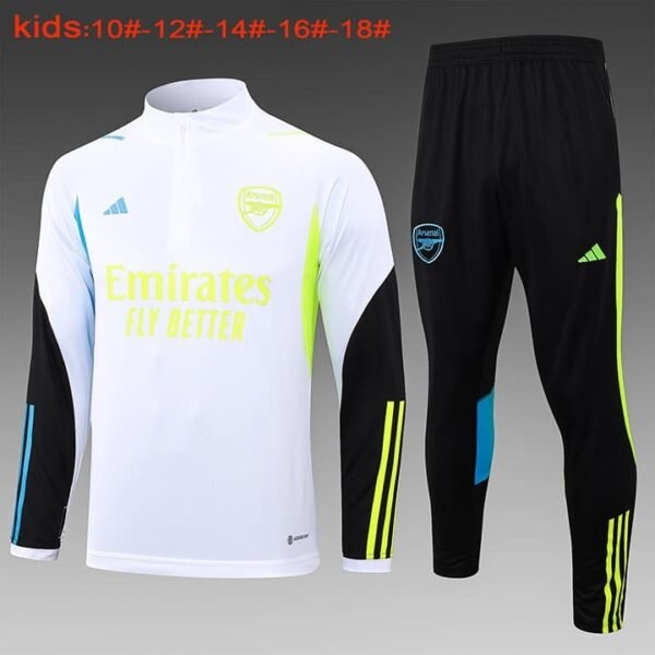 E756 23/24 Arsenal short zipper white kids kits 10-18