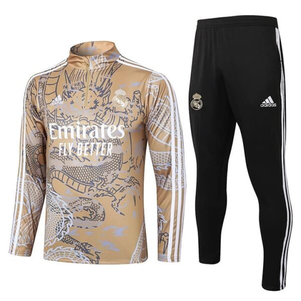 B771  23/24 half zipper Real Madrid Chinese dragon golden kit S-XXL