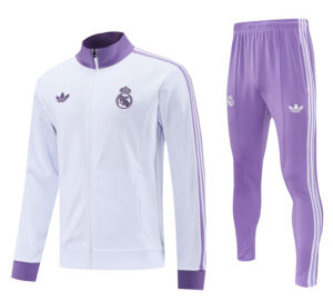 2526 Real madrid long zipper white  with  purple kit   S-2XL