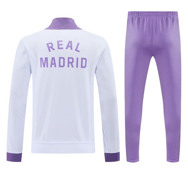 2526 Real madrid long zipper white  with  purple kit   S-2XL - Image 3