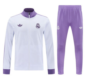 2526 Real madrid long zipper white  with  purple kit   S-2XL - Imagem 2