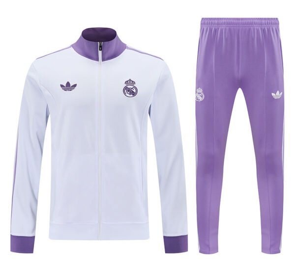 2526 Real madrid long zipper white  with  purple kit   S-2XL - Image 2